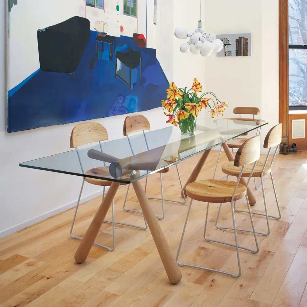 Hida Giulie Dining Table W170 by Enzo Mari - Vidrio Templado / Roble Blanco - Furniture