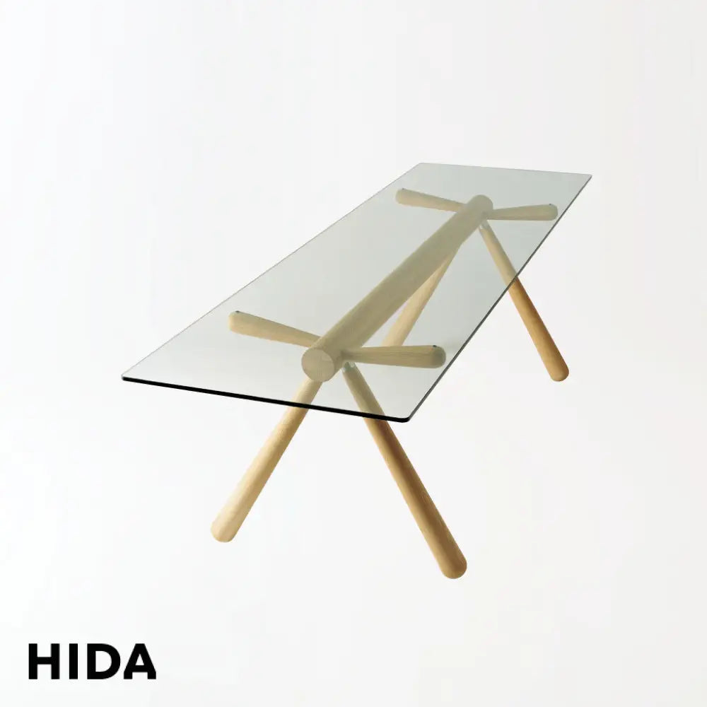 Hida Giulie Dining Table W231 by Enzo Mari - Vidrio Templado / Roble Blanco - Furniture