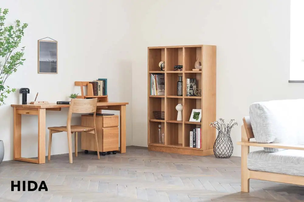 Solid Home Library Book Shelf 4x3 - Roble Blanco - Furniture